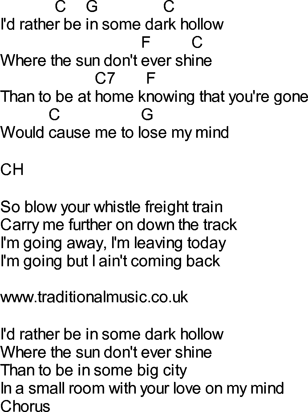Bluegrass songs with chords - Dark Hollow